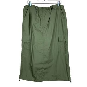 Hunter & Brown Cargo Maxi Skirt Green Cotton Long Pockets Women's XL